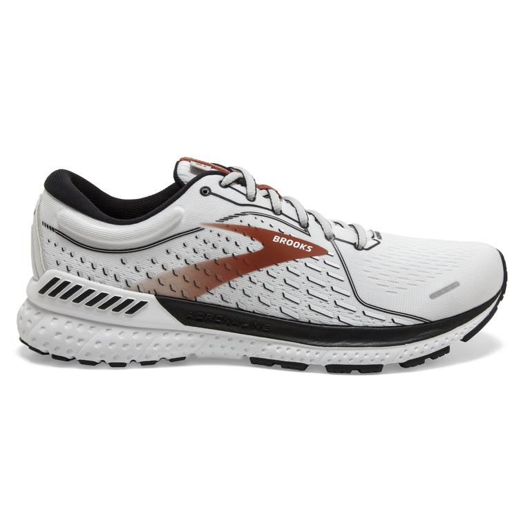 Brooks Adrenaline GTS 21 Men's Road Running Shoes - White/Black/Orange (54362-PGYM)